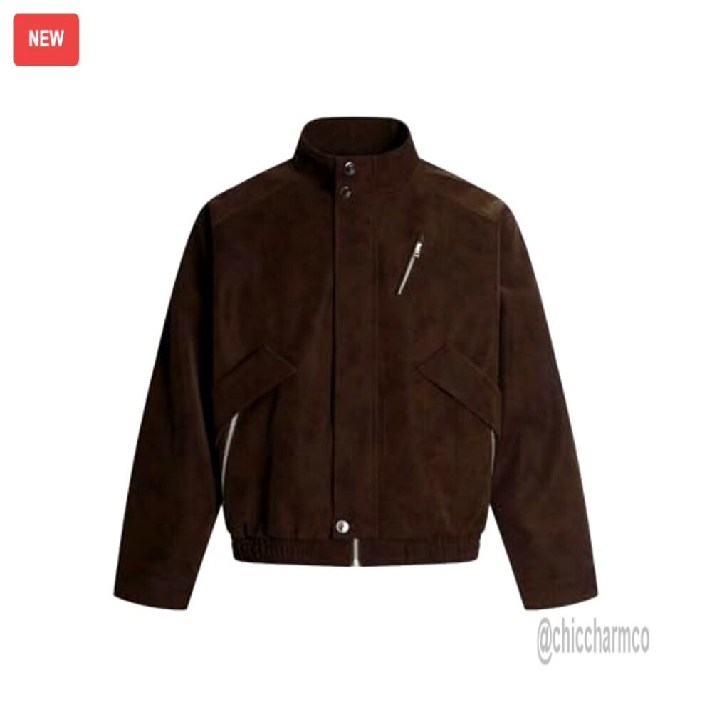 Oversized Faux Leather Bomber Jacket Zip Up Casual Streetwear Outerwear - Picture 3 of 5